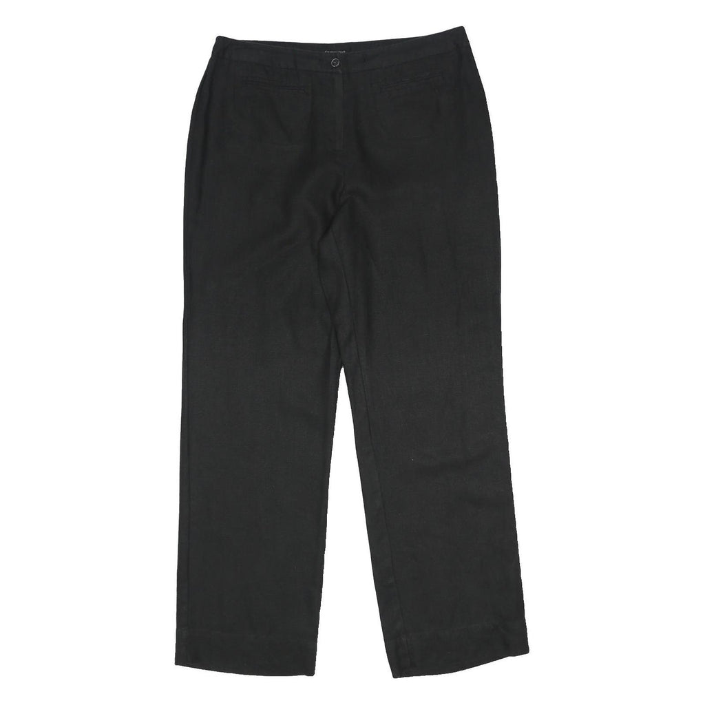 CHARTER CLUB Womens Linen Black Classic Straight Trousers W34 L32 Zip Closure