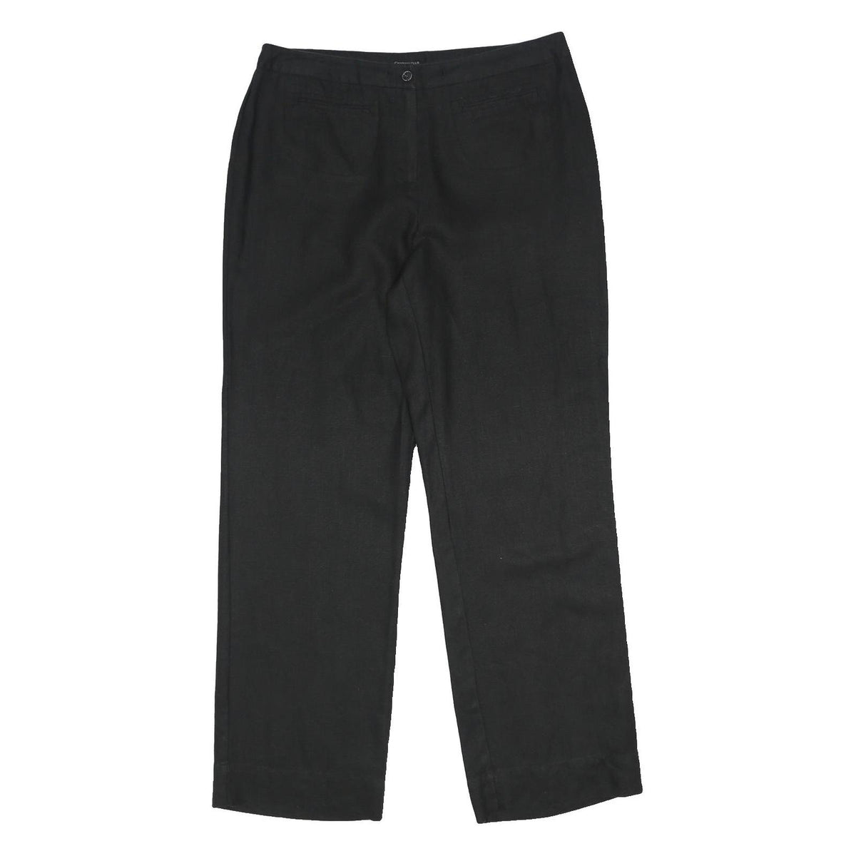 CHARTER CLUB Womens Linen Black Classic Straight Trousers W34 L32 Zip Closure