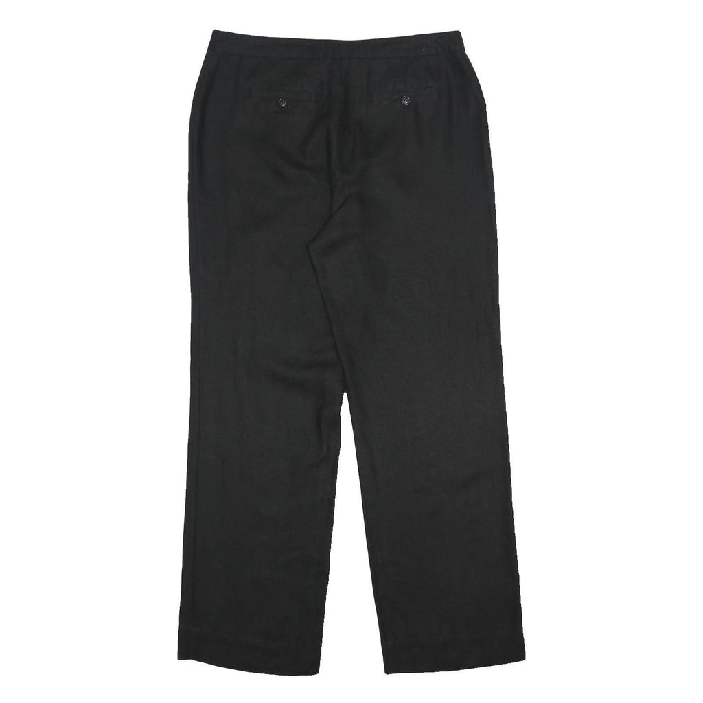 CHARTER CLUB Womens Linen Black Classic Straight Trousers W34 L32 Zip Closure