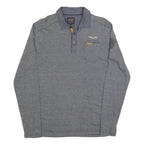 PME LEGEND Mens Grey Long Sleeve Plain L Cotton Blend Polo Shirt Casual Wear