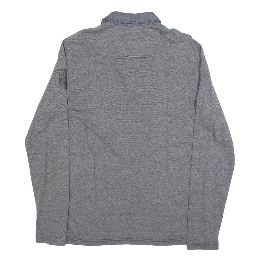 PME LEGEND Mens Grey Long Sleeve Plain L Cotton Blend Polo Shirt Casual Wear