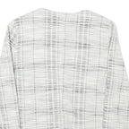 Womens White & Grey Check Cotton Blend Jacket S Woven Zip Closure Stylish