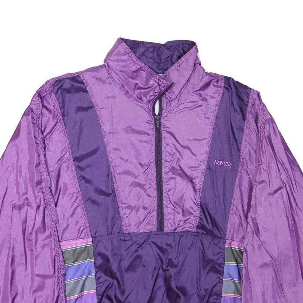 NEW LINE Womens Purple & Violet Zip Jacket M Polyester Blend Colourblock Casual