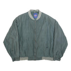 LET'S GO Mens Green Silk Bomber XL Jacket Plain Zip Pocketed