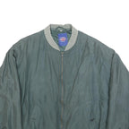 LET'S GO Mens Green Silk Bomber XL Jacket Plain Zip Pocketed