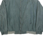 LET'S GO Mens Green Silk Bomber XL Jacket Plain Zip Pocketed