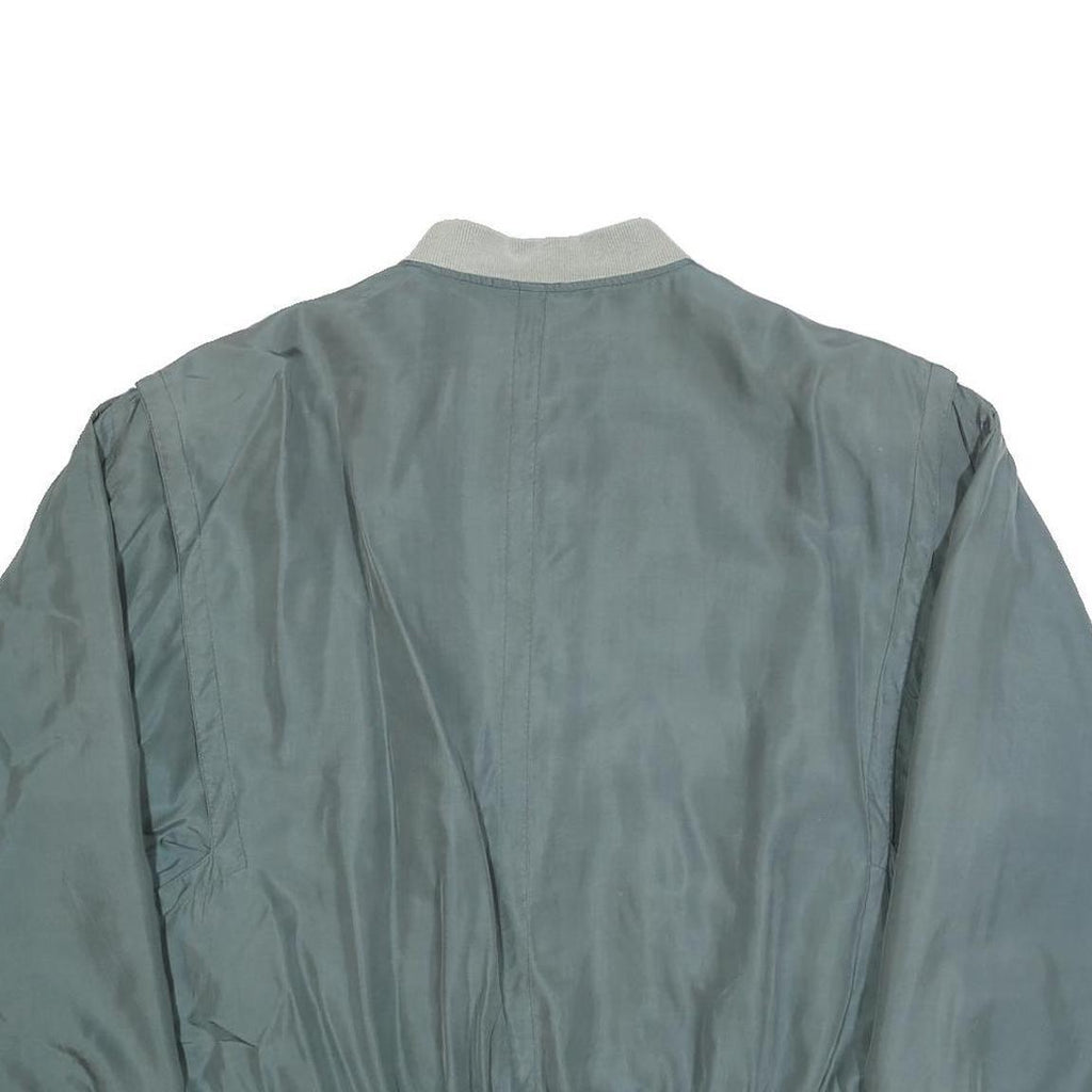 LET'S GO Mens Green Silk Bomber XL Jacket Plain Zip Pocketed