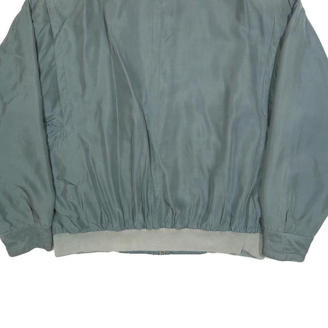 LET'S GO Mens Green Silk Bomber XL Jacket Plain Zip Pocketed