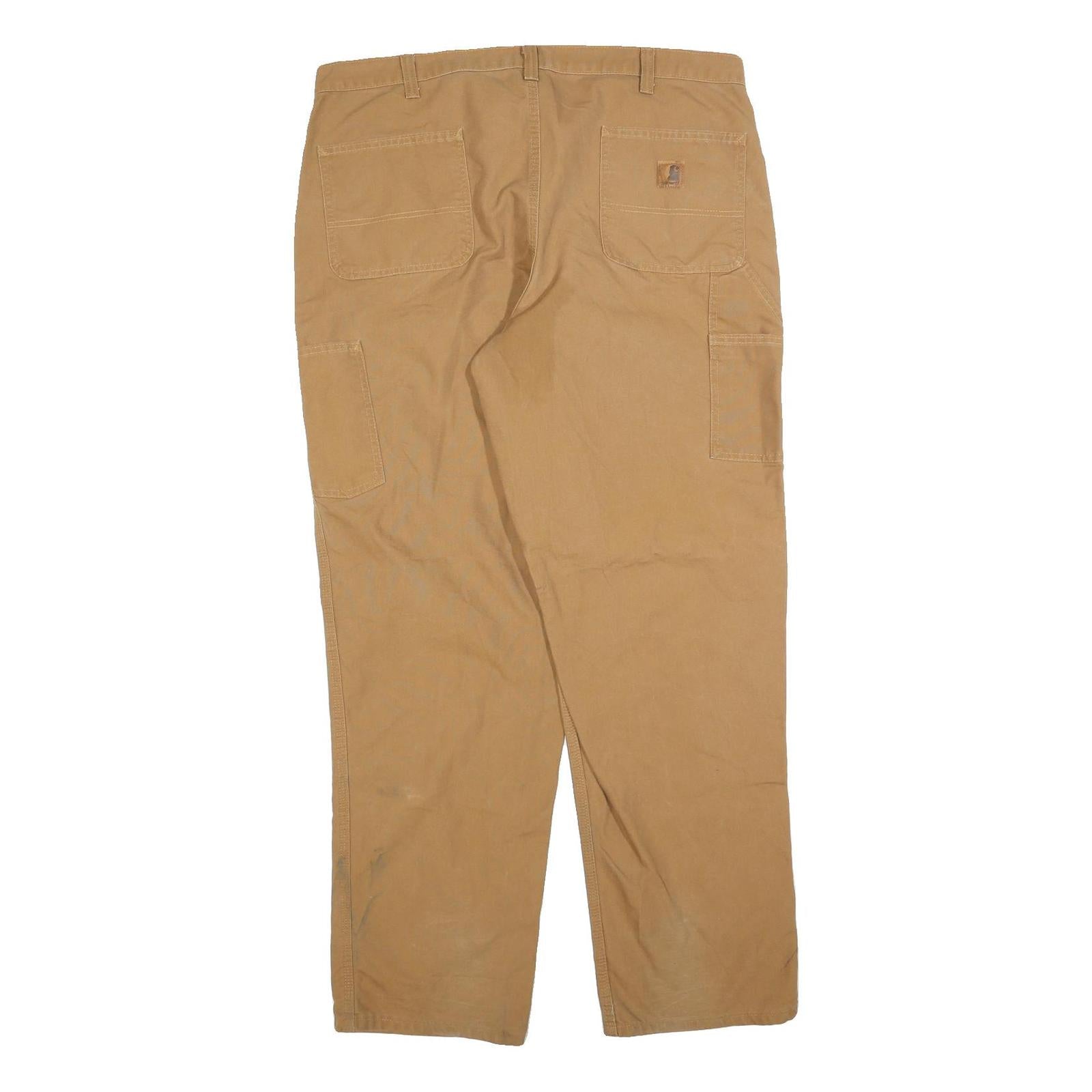 CARHARTT Mens Jeans Beige Regular Straight Denim W40 L34 Workwear Durable Zip