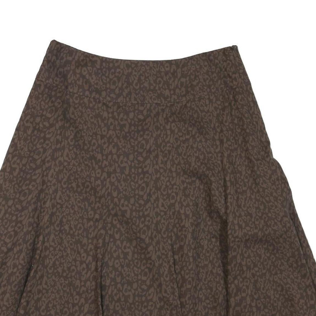 LAURA ASHLEY Womens Brown Animal Print Pleated Midi Polyester Blend Skirt UK 12