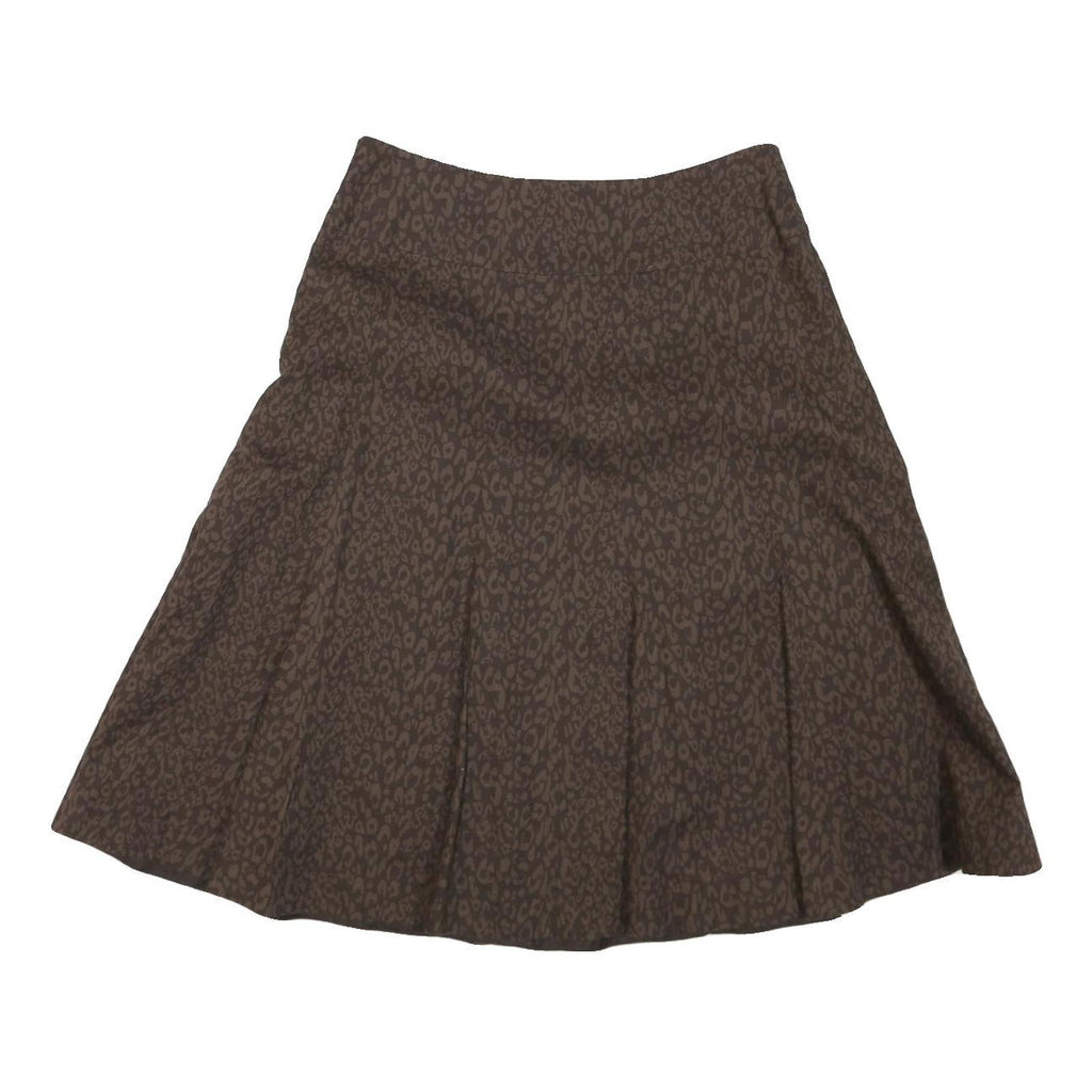 LAURA ASHLEY Womens Brown Animal Print Pleated Midi Polyester Blend Skirt UK 12