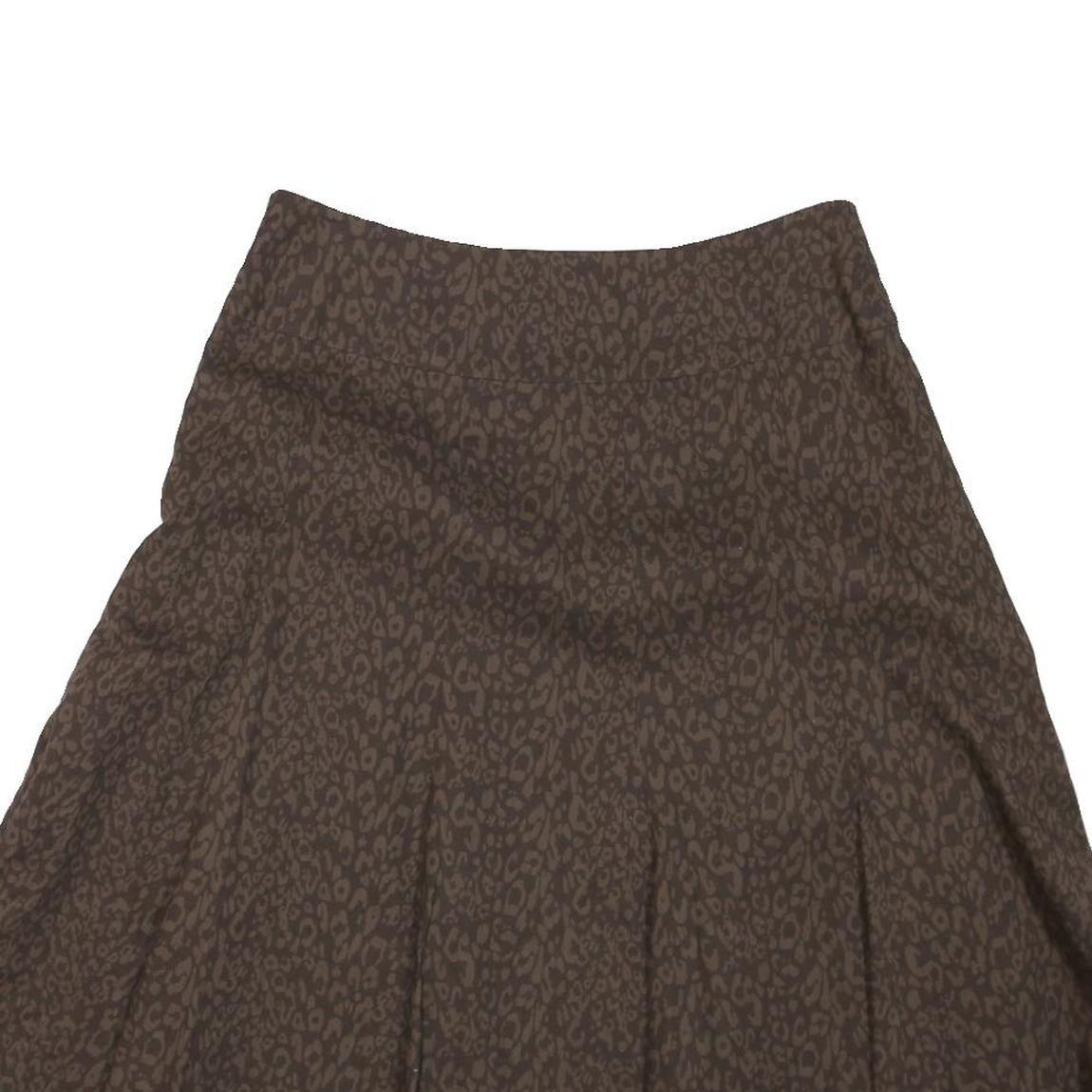 LAURA ASHLEY Womens Brown Animal Print Pleated Midi Polyester Blend Skirt UK 12