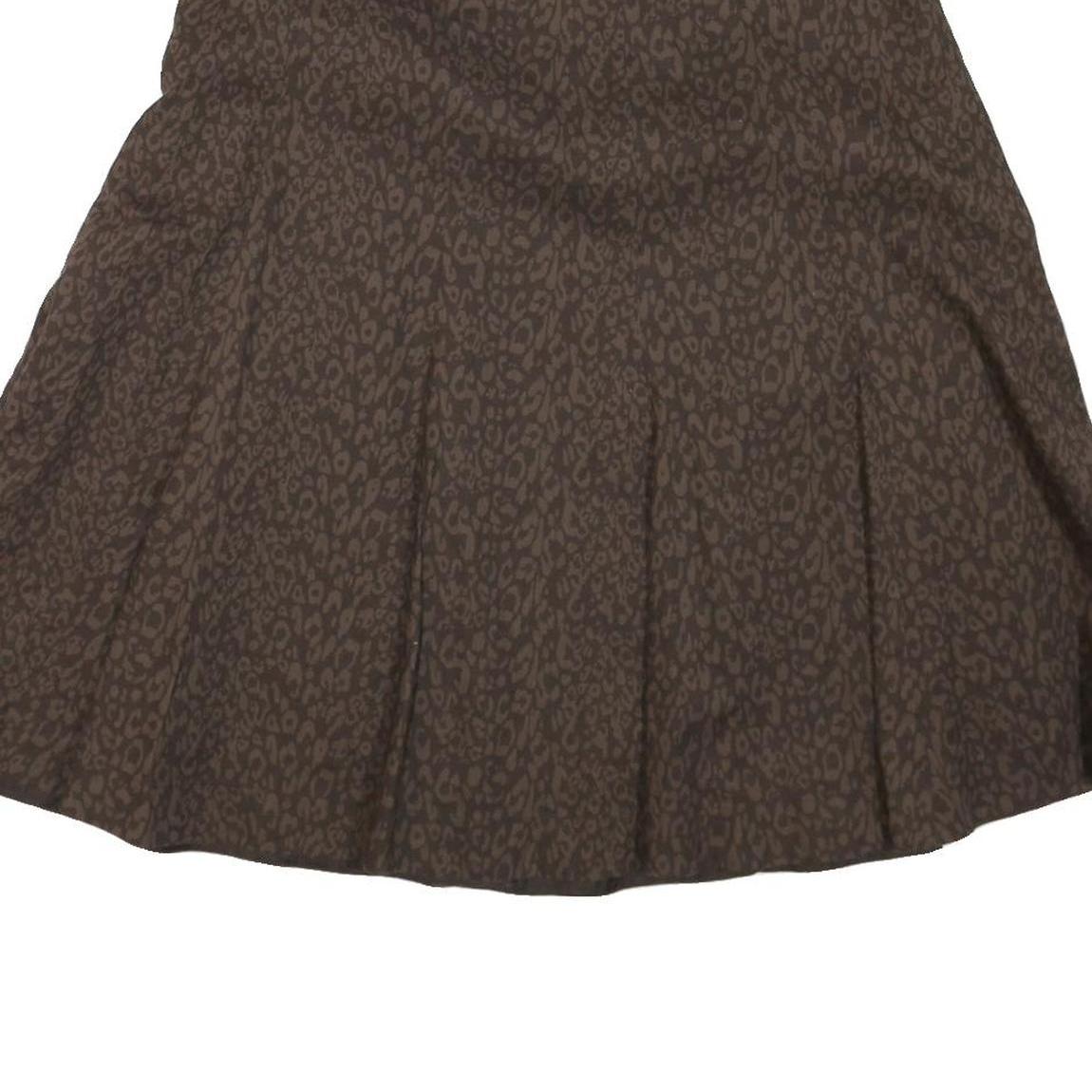 LAURA ASHLEY Womens Brown Animal Print Pleated Midi Polyester Blend Skirt UK 12