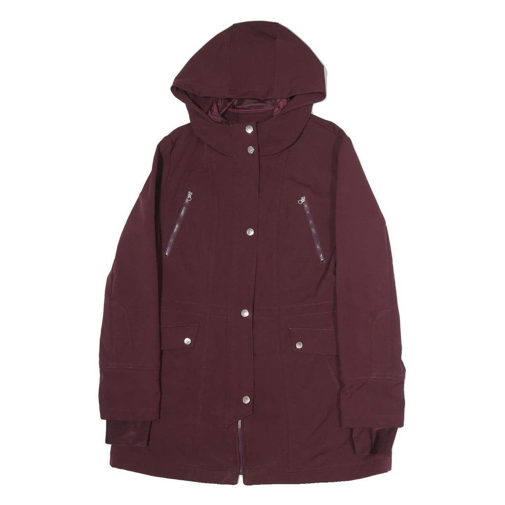 NAUTICA Womens Maroon Hooded Zip Jacket L Cotton Blend Casual Outerwear