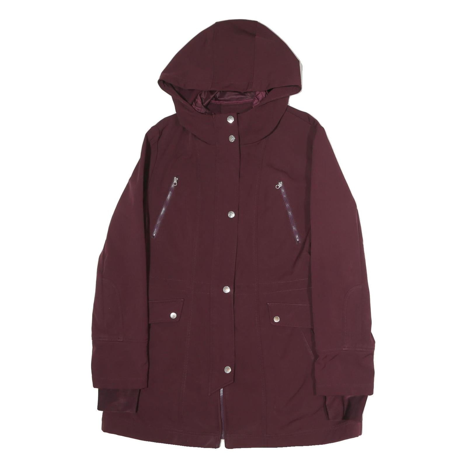 NAUTICA Womens Maroon Hooded Zip Jacket L Cotton Blend Casual Outerwear