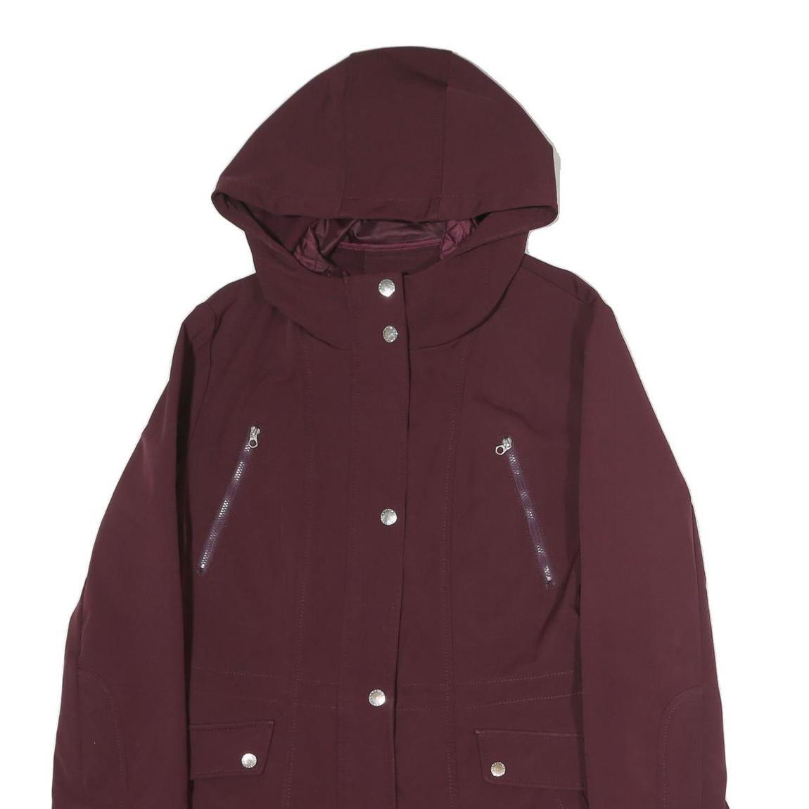 NAUTICA Womens Maroon Hooded Zip Jacket L Cotton Blend Casual Outerwear