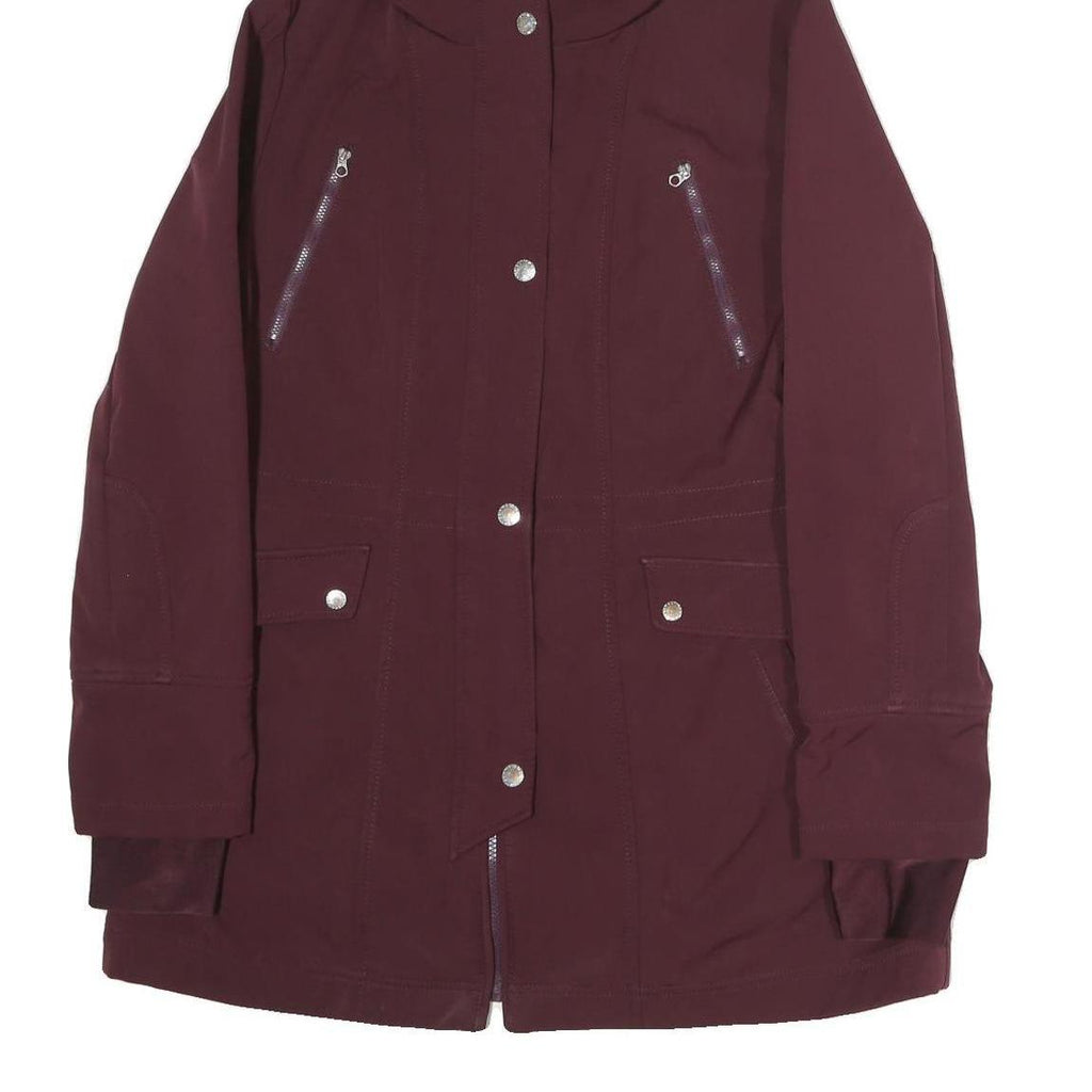 NAUTICA Womens Maroon Hooded Zip Jacket L Cotton Blend Casual Outerwear