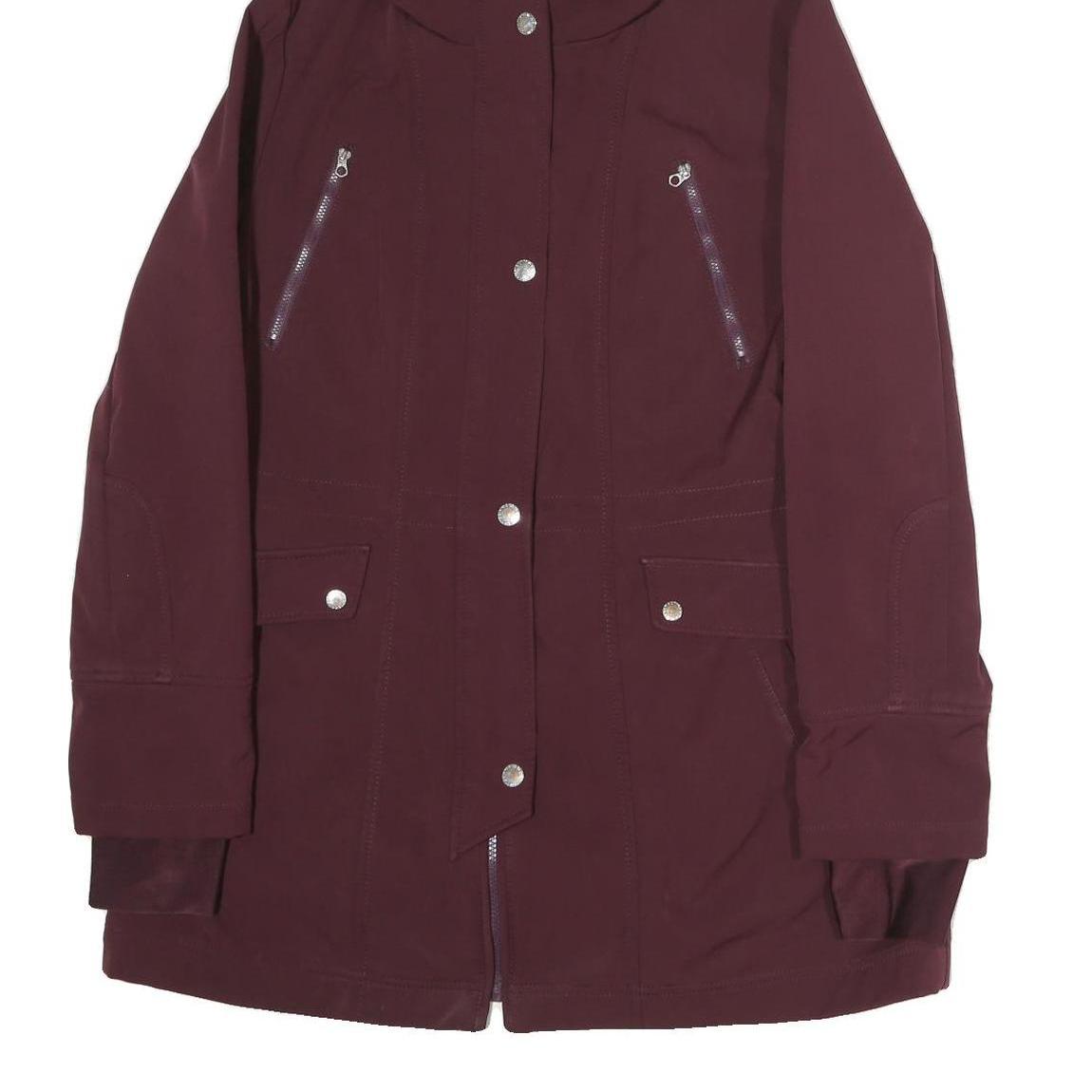 NAUTICA Womens Maroon Hooded Zip Jacket L Cotton Blend Casual Outerwear