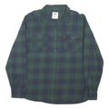 LEVI'S Mens Green Navy Check Shirt L Cotton Blend Casual Long Sleeve Button