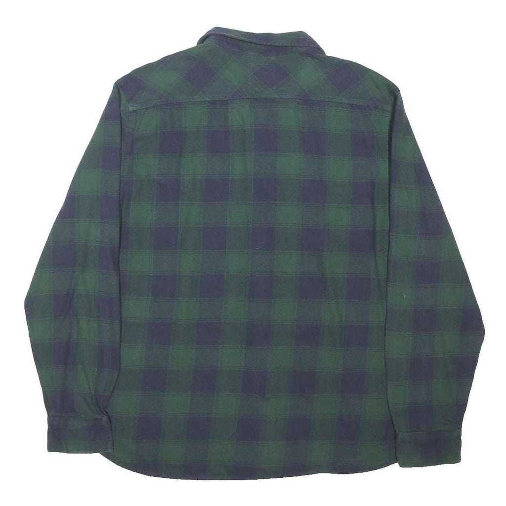 LEVI'S Mens Green Navy Check Shirt L Cotton Blend Casual Long Sleeve Button