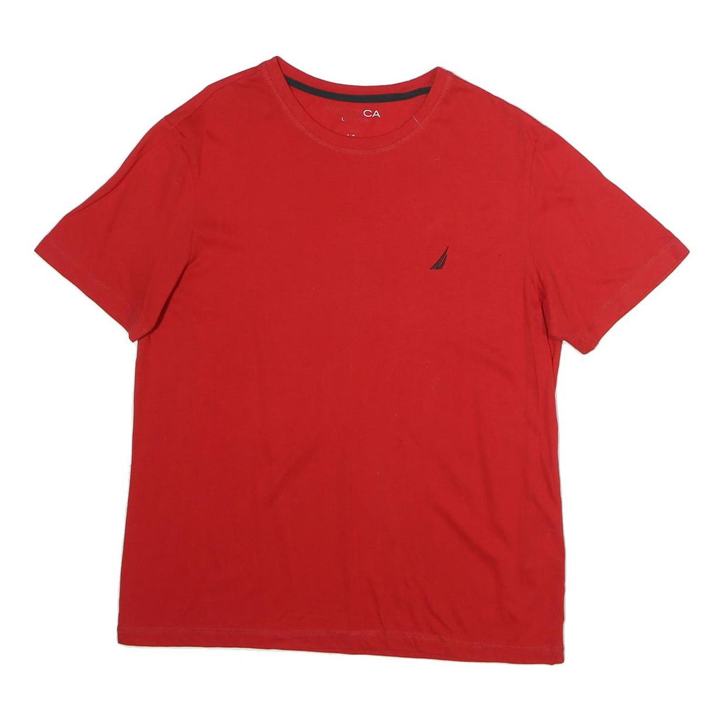 NAUTICA Mens Red Crew Neck Short Sleeve T-Shirt M Cotton Classic Logo