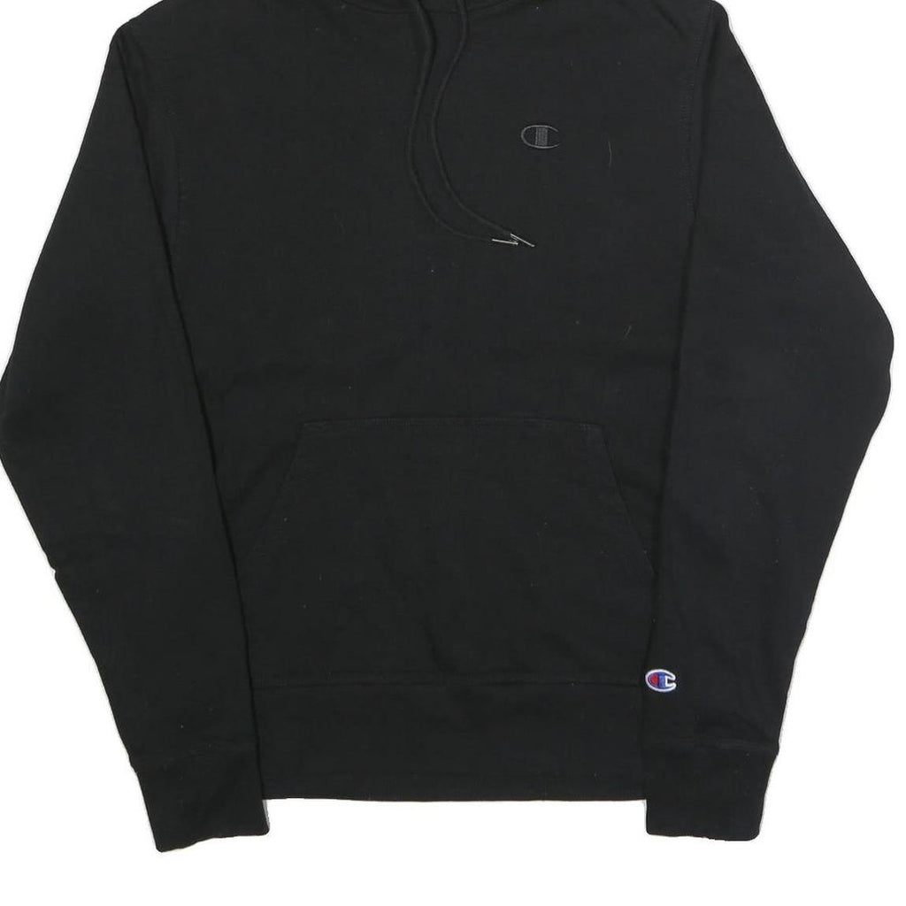 CHAMPION Mens Black Hoodie S Cotton Blend Pullover Drawstring Hoodie