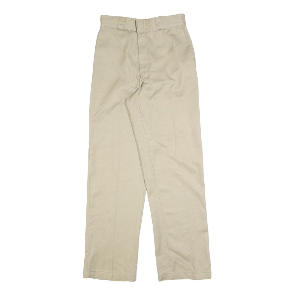 DICKIES Mens Cotton Blend Beige Regular Straight Leg Trousers W26 L32 Workwear