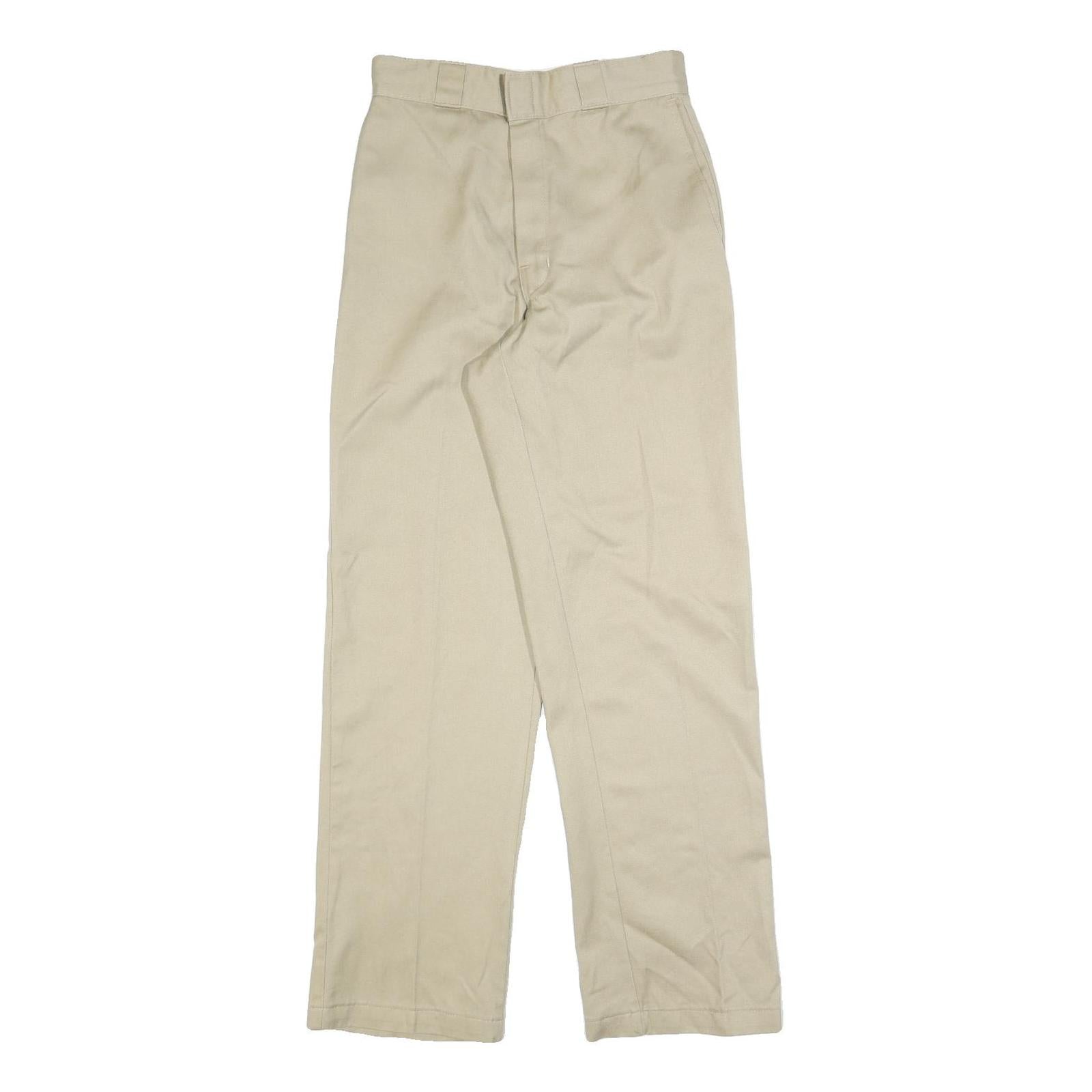 DICKIES Mens Cotton Blend Beige Regular Straight Leg Trousers W26 L32 Workwear