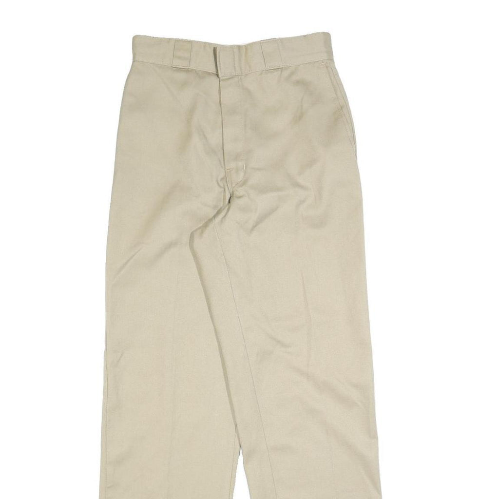 DICKIES Mens Cotton Blend Beige Regular Straight Leg Trousers W26 L32 Workwear