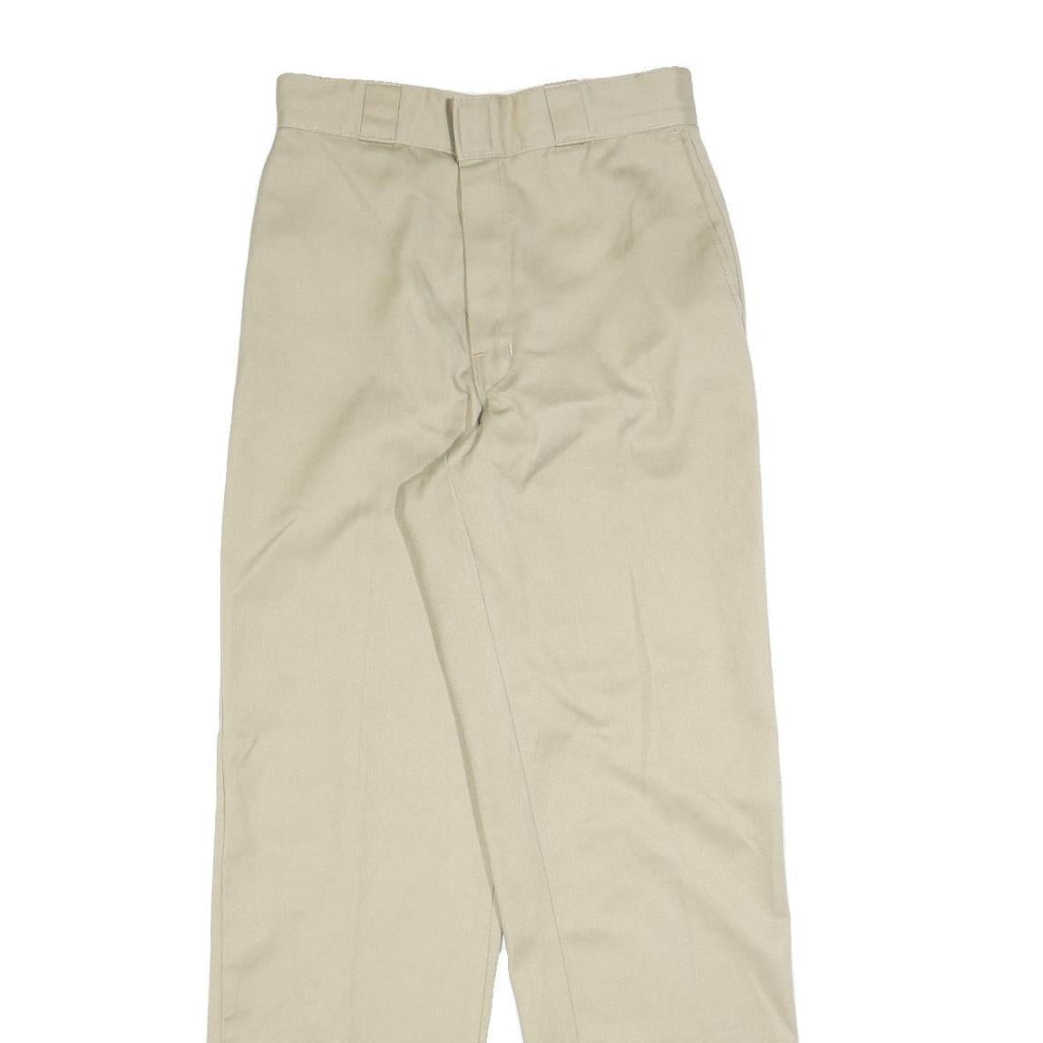 DICKIES Mens Cotton Blend Beige Regular Straight Leg Trousers W26 L32 Workwear