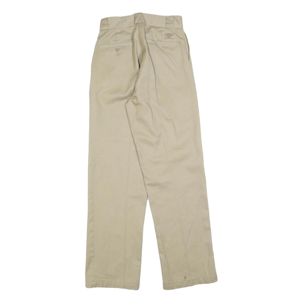 DICKIES Mens Cotton Blend Beige Regular Straight Leg Trousers W26 L32 Workwear