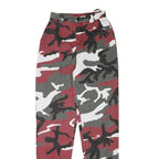 Womens Relaxed Fit Red Black & Grey Camouflage Cotton Blend Trousers W24 L32 Zip