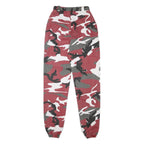 Womens Relaxed Fit Red Black & Grey Camouflage Cotton Blend Trousers W24 L32 Zip