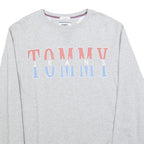 TOMMY JEANS Mens Grey Cotton Blend Crew Neck M Sweatshirt Logo Print Casual