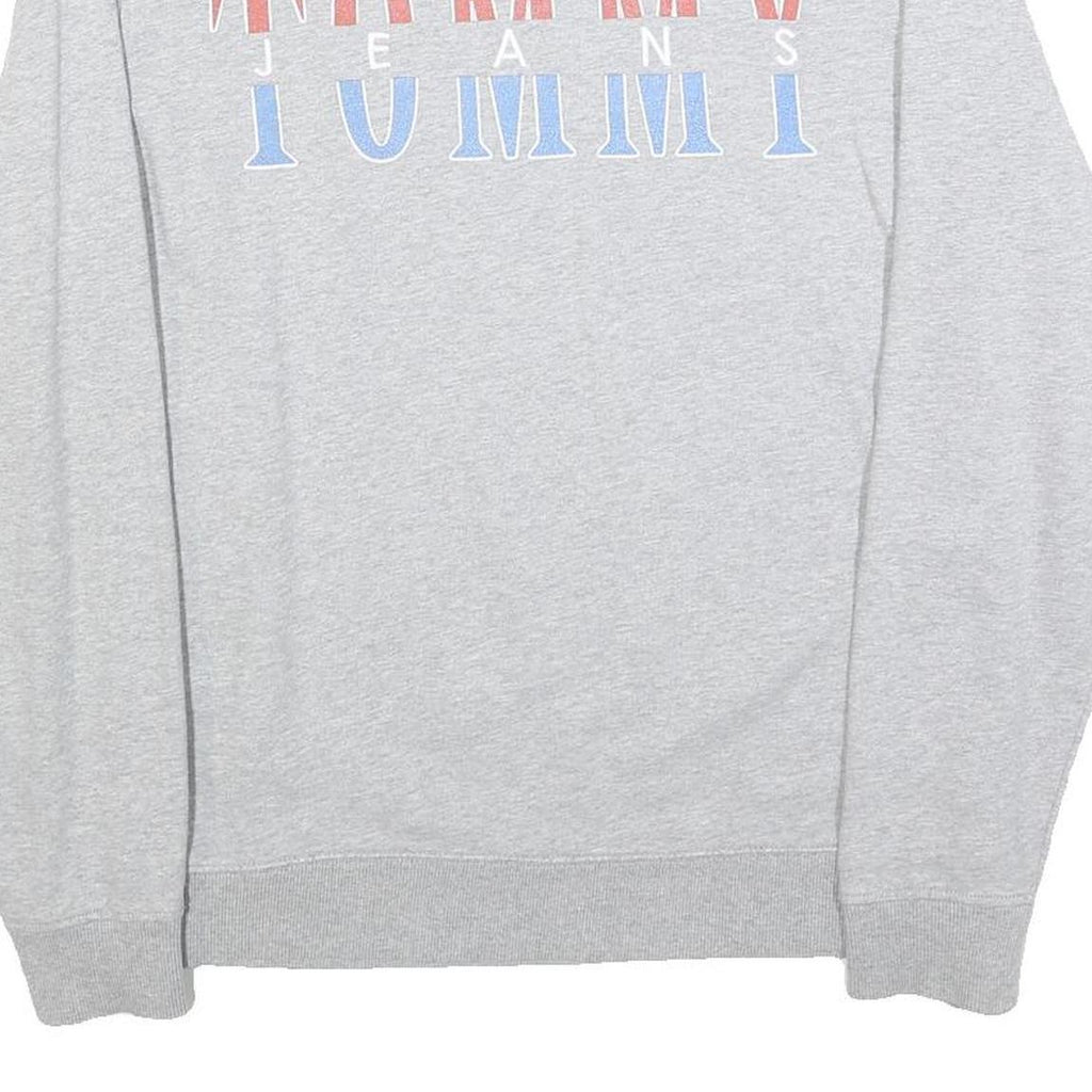 TOMMY JEANS Mens Grey Cotton Blend Crew Neck M Sweatshirt Logo Print Casual