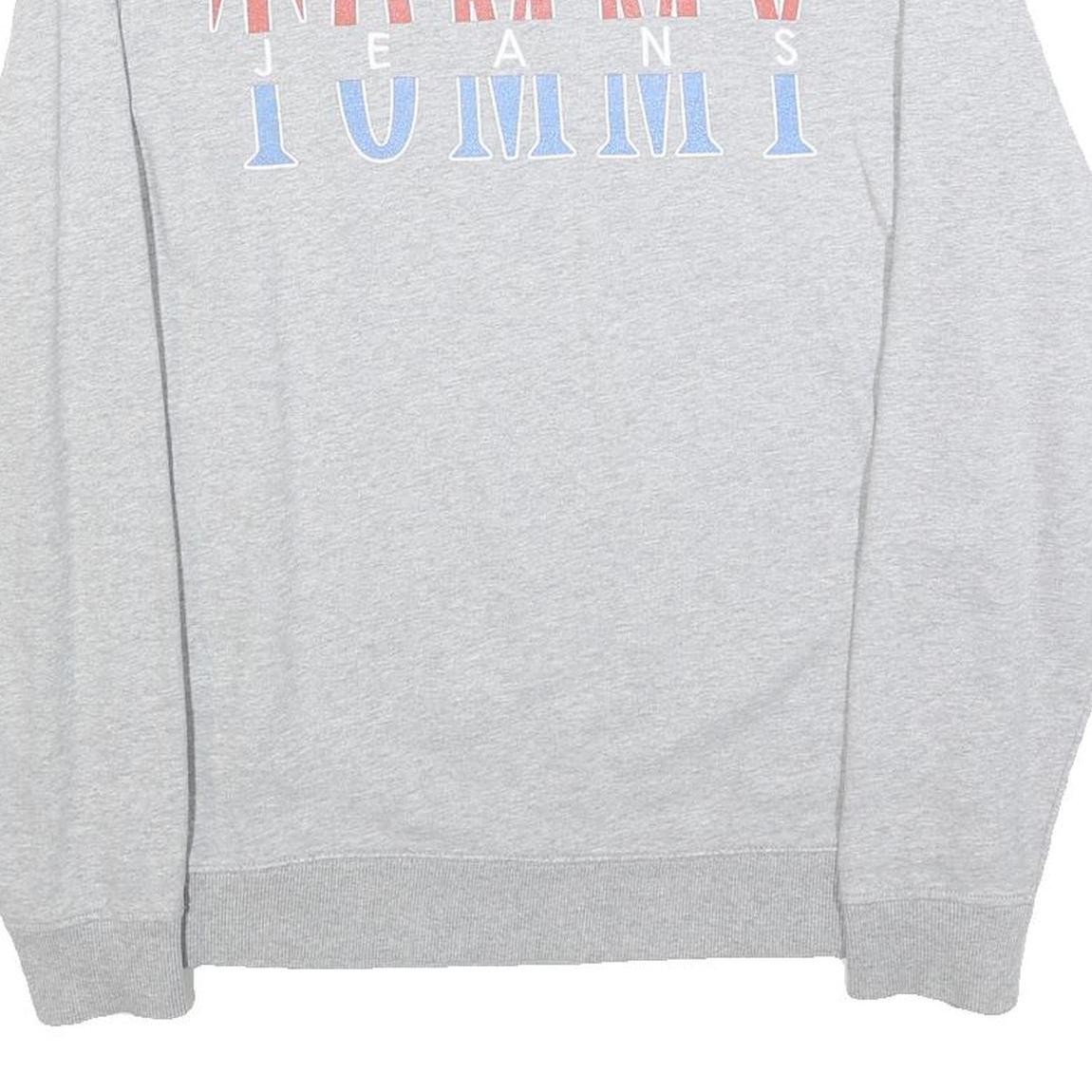 TOMMY JEANS Mens Grey Cotton Blend Crew Neck M Sweatshirt Logo Print Casual