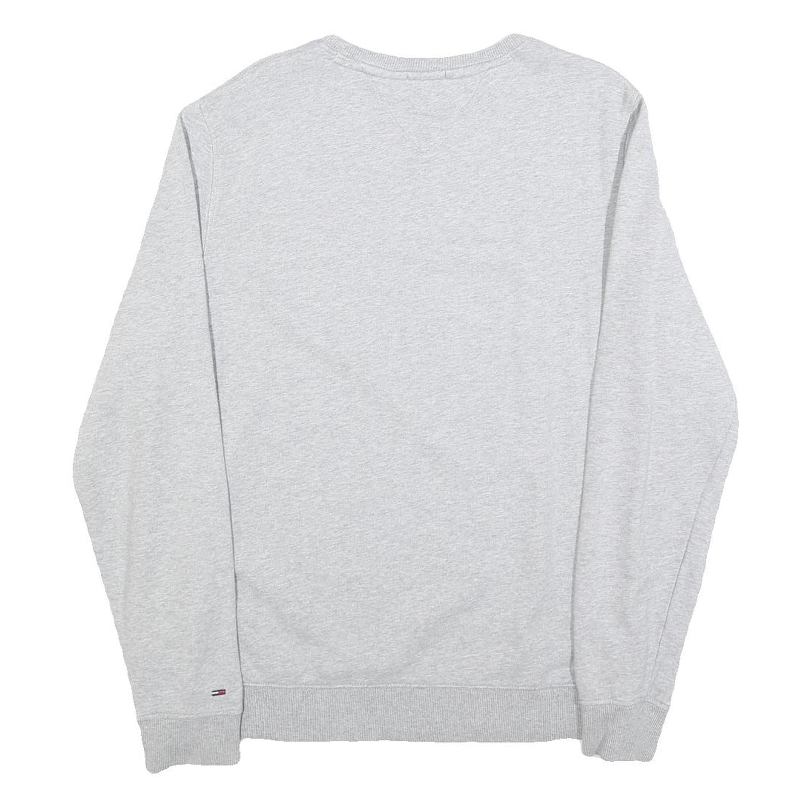 TOMMY JEANS Mens Grey Cotton Blend Crew Neck M Sweatshirt Logo Print Casual