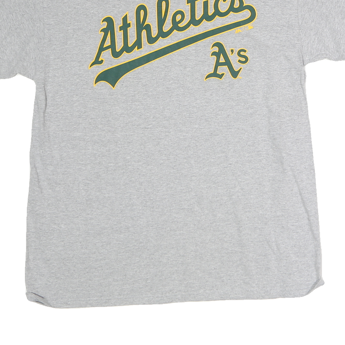 MAJESTIC Mens Grey Athletics A's Graphic T-Shirt L Short Sleeve Crew Neck Cotton