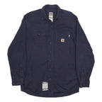 CARHARTT Mens Navy Blue Workwear Shirt L Cotton Blend Durable Button Front