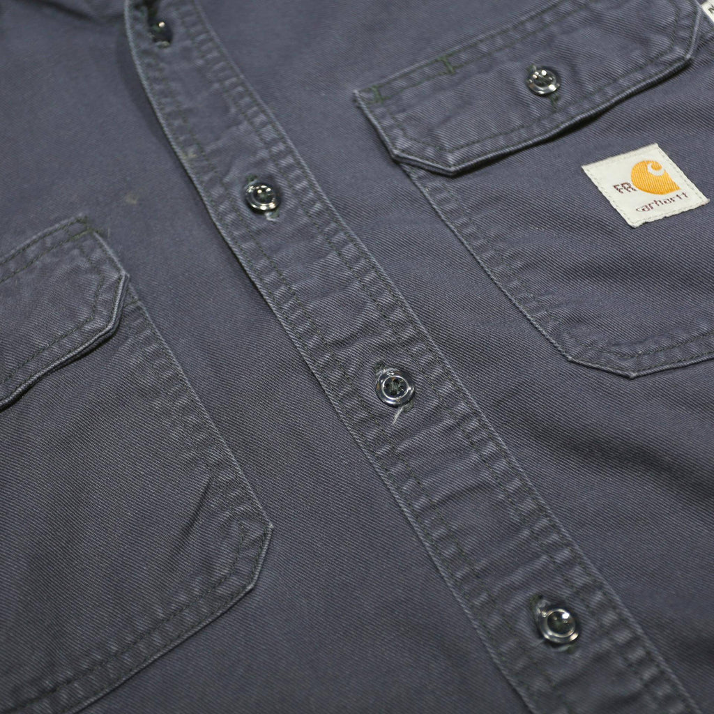 CARHARTT Mens Navy Blue Workwear Shirt L Cotton Blend Durable Button Front