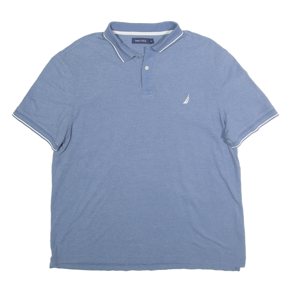 NAUTICA Mens Blue Short Sleeve Plain XL Cotton Polo Shirt Classic Fit