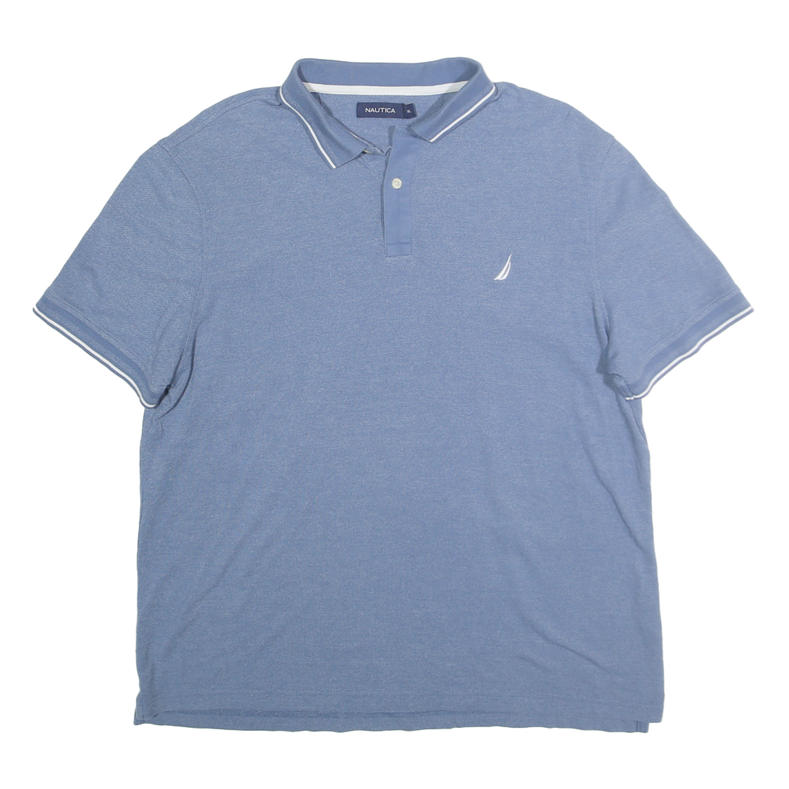 NAUTICA Mens Blue Short Sleeve Plain XL Cotton Polo Shirt Classic Fit