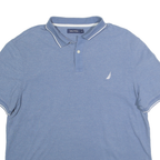 NAUTICA Mens Blue Short Sleeve Plain XL Cotton Polo Shirt Classic Fit
