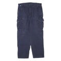 CARHARTT Mens Navy Blue Regular Fit Straight Trousers W40 L34 Cotton Blend Zip