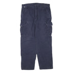 CARHARTT Mens Navy Blue Regular Fit Straight Trousers W40 L34 Cotton Blend Zip