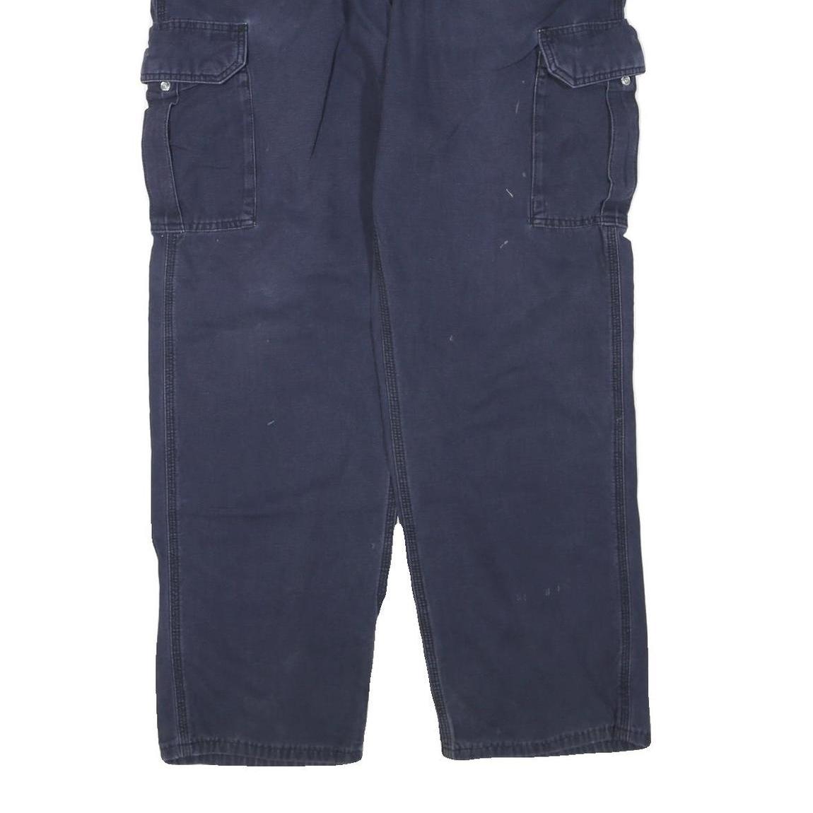 CARHARTT Mens Navy Blue Regular Fit Straight Trousers W40 L34 Cotton Blend Zip