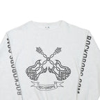 COTTON DELUXE Mens White Rockdrops Crew Neck L Sweatshirt Graphic Print