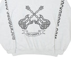 COTTON DELUXE Mens White Rockdrops Crew Neck L Sweatshirt Graphic Print