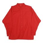 Womens Red Long Sleeve Shirt L Cotton Blend Button Shirt Casual