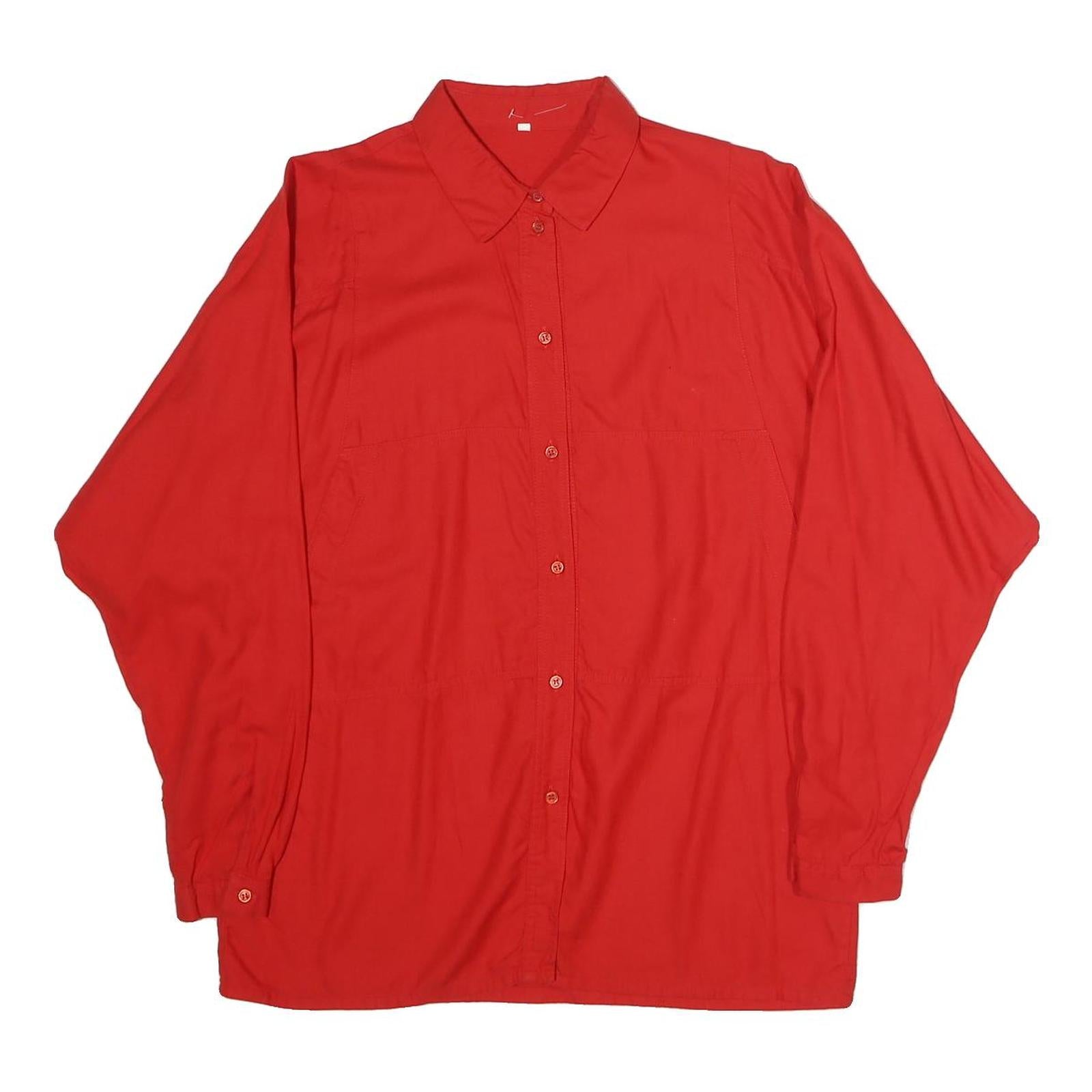 Womens Red Long Sleeve Shirt L Cotton Blend Button Shirt Casual